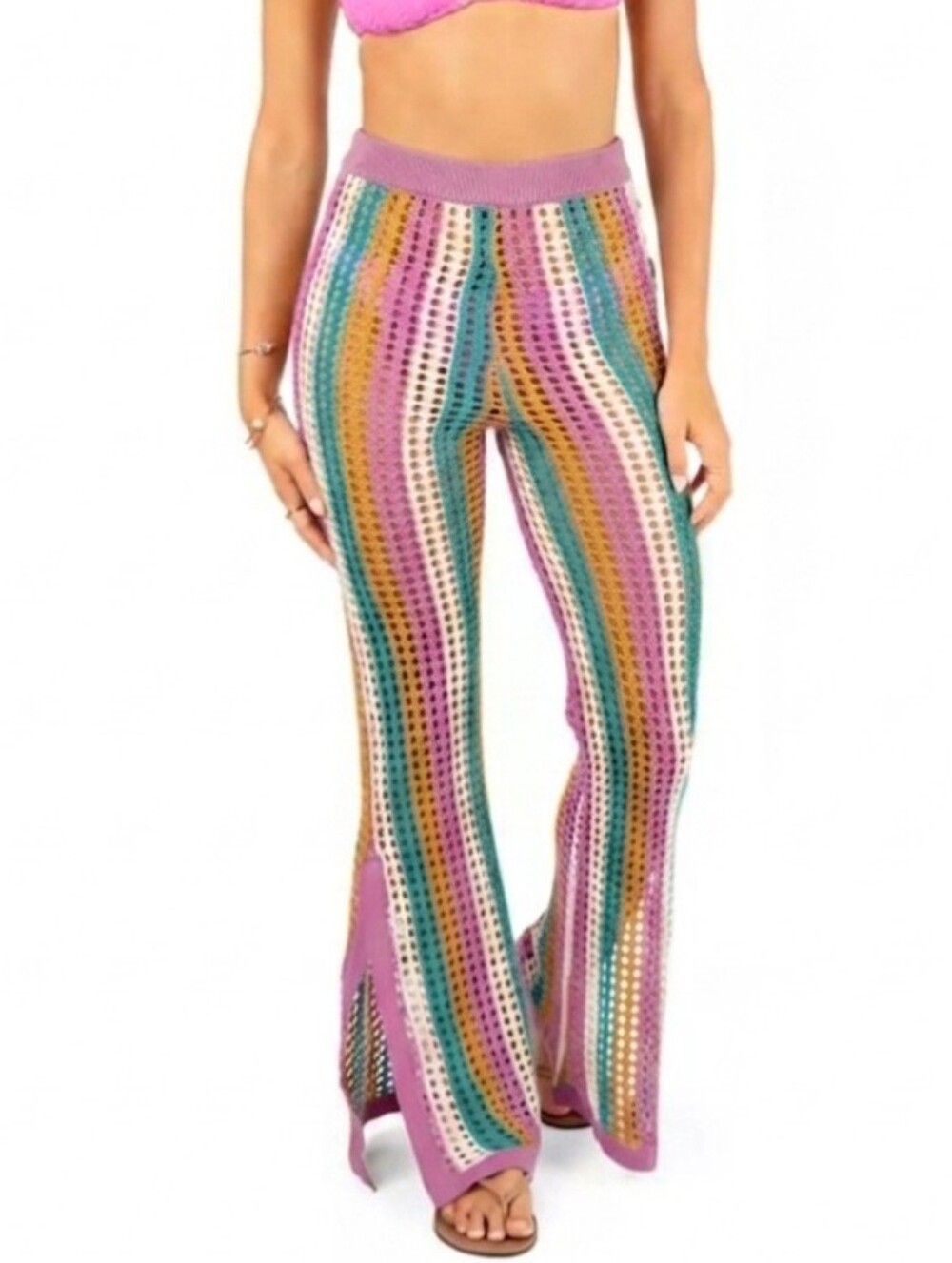 Hurley Multicolor Crochet Flare Cover-up Pants
